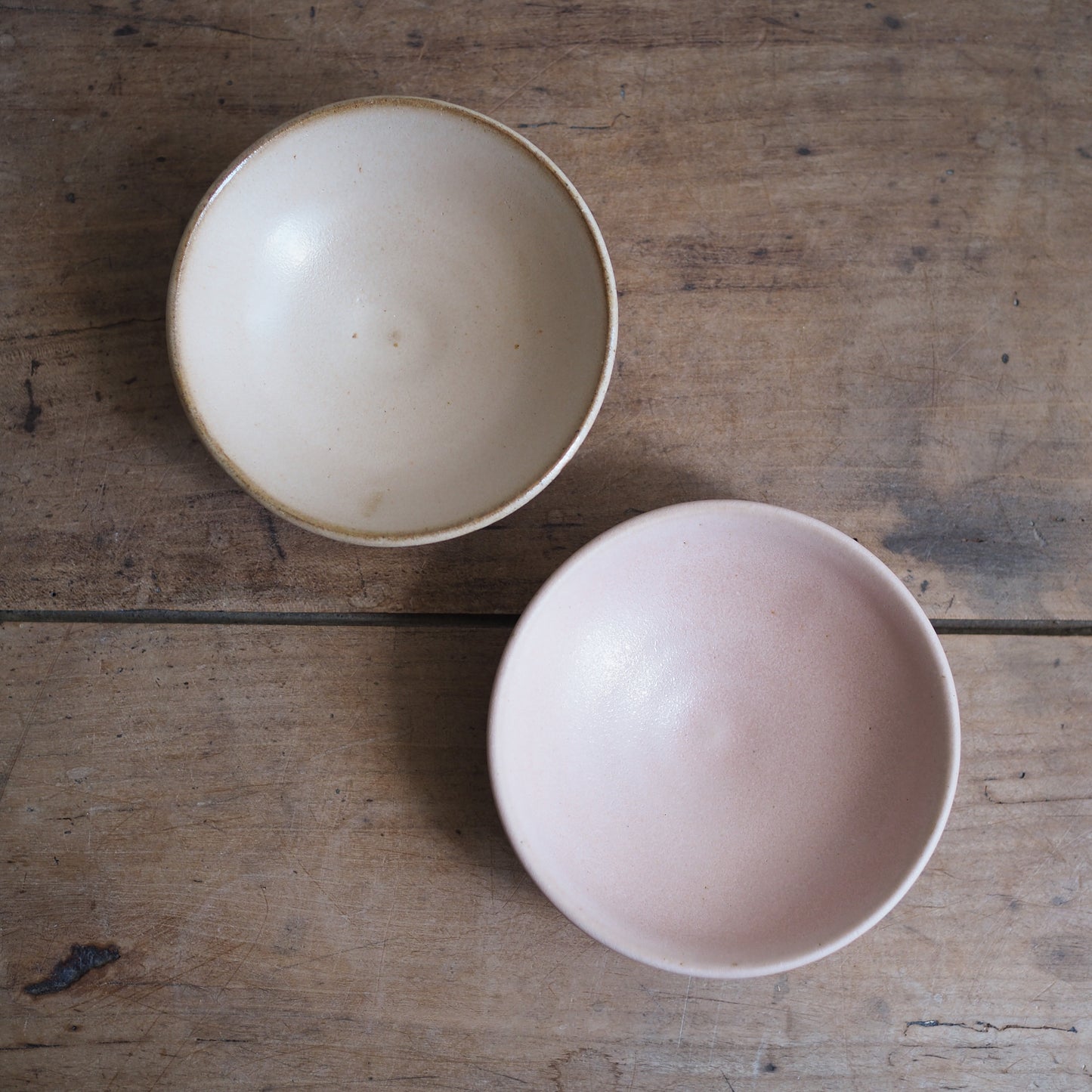 Set de 2 coupelles rose et beige